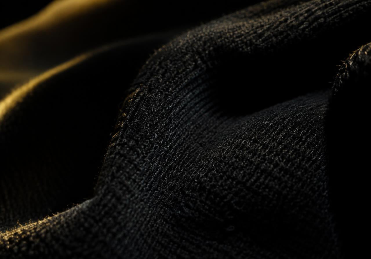 Macro view of black brushed heavyweight fleece